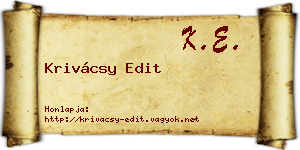 Krivácsy Edit névjegykártya